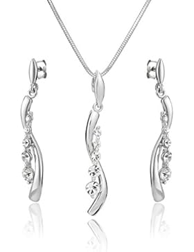 LillyMarie Damen Schmuck Set echt Silber Anhänger Welle mit original Swarovski Elements Kristallen längen-verstellbar...