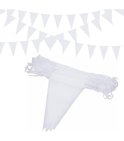 LUQ Luxe Metallic Witte Vlaggenlijn – 10 Meter – Met 1,2 Meter Extra Koord – Voor Verjaardag, Feest, Jubileum & Meer 2 miniatura