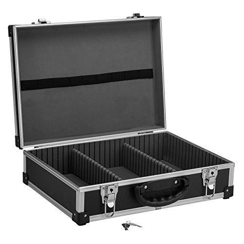 Werkzeugkoffer Werkzeugkiste 42,5×30,5×12,5 cm + Schlüssel – Schwarz Aluminium - 2