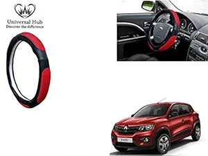 Universal Hub- Ring Type Car Steering Wheel Cover (Ultimate Black Red) for - Kwid