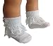 Girls & Baby 6 Pairs of white frilly laced top ankle socks Fancy Bow Beaded centre. by Jester (0-2 UK shoe Baby , White)