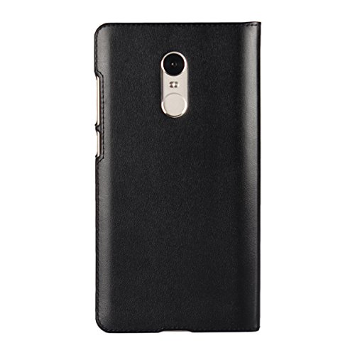 Ambaiyi Flip Funda de Cuero con Ventana Piel con Tape Carcasa para Xiaomi Redmi Note 4X   Negro