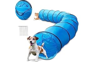 Masthome Dog Tunnel, 5m Long and and 0.6m Diameter Foldable Cat Tunnel, Agility Training Equipment for Dogs & Cats, Outdoor Play Tunnel with 8 Pegs