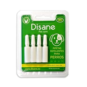 DISANE Pipetas Antiparasitarias para Perros 100% Naturales | 4 Uds | 4 Meses de Protección Contra Insectos y Parásitos: Pulgas, Garrapatas y Mosquitos | Antipulgas Sin Toxicidad para el Perro
