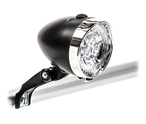 LED Fahrrad Frontscheinwerfer, 3 weiße LEDs, Retro-Design, ON/OFF-Schalter, batteriebetrieben - 2