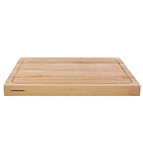 NATUREHOME Schneidebrett Holz groß ca. 50×40 cm massiv mit Saftrille zweiseitig verwendbar Tranchierbrett Küchenbrett - 2