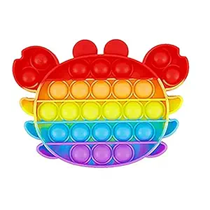 TWISTED WORLD Multicolor Design Pop It Bubble Fidget Toy Novelty Birthday Gifts for Girls Boys Kids Adults Toy Autism Silicone Stress Relief Great Popper - Crab (Pack of 1)