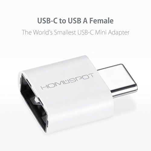 HomeSpot USB-Typ C Mini-Adapter, konvertiert USB-C Geräte auf USB-A, 56K Widerstand, ideal für Macbook Pro2016, iPhone, iPad, ChromeBook Pixel, Nexus 5X, Nexus 6P, OnePlus 2, LG V20 (weiss (1Stk)