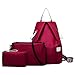 Produktbild Wein-Rot Drei Stücke Set Wasserdichtes Nylon-Spielraum-Rucksack Messenger Lässige Schultertasche Handtasche Arichtop
