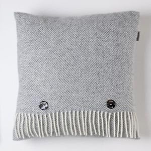 Bronte 100% Pure Lambs Wool Feather Filled Cushion - Grey Variegated Herringbone