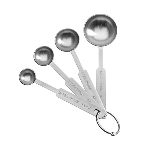 Japace® 4er Set Klein Messlöffel 1.25ml 2.5ml 5ml 15ml Küchenhelfer aus Edelstahl für Kochen und Backen