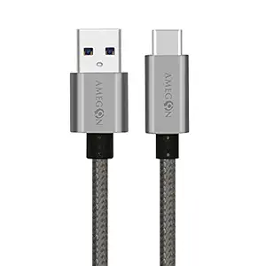 Amegon USB Type-C to USB-A Male Cable 3.1 Gen1, 2 Meters (Silver)