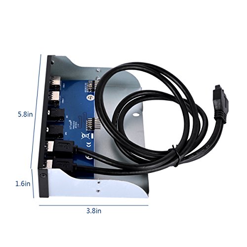 UCEC Panel Frontal USB 3 0  Panel Hub Metal de 5 23 Pulgadas  con 2 Puertos USB 3 0 y 2 Puertos 2 0 HD de Audio