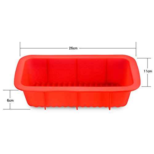 MUZIYU Silikon-Kastenform 26 x 11 x 6 cm丨100% BPA frei, Antihaftbeschichtung, Geruchsfrei, Geschmacksneutral丨2-Jahre GARANTIE - 2