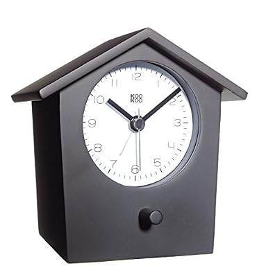 KOOKOO EarlyBird noir réveil avec chant des oiseaux et alarme appels d'oiseaux réels et un carillon à trois tons; nichoir fabriqué en bois MDF; éveillez comme dans la nature avec enregistrements de la nature.