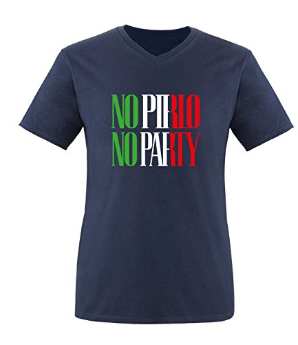 Luckja EM 2016 Trikot Italien Fanshirt No Pirlo No Party EM03 Herren V-Neck T-Shirt
