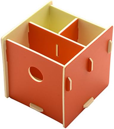 Office Desk Organizer Makeup Cosmetic Brushes Holder Storage Box, DIY Desktop Supply Storag Pen/Pencil Holder Container (Orange)