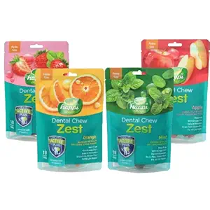 Happi Doggy Combo of Mint, Apple, Orange and Strawberry Flavor Dog Treat - 150g Each - Combo of 4