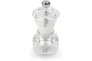 PEUGEOT - Molinillo de sal Bistro 10 cm + sal de roca - Ajuste clásico de molido - De acrílico - Transparente