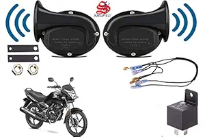 SHOP4U Snail Shape windtone Horn with Relay and Wire for Honda CB Unicorn 150 (Trumpet Sound, 12V)