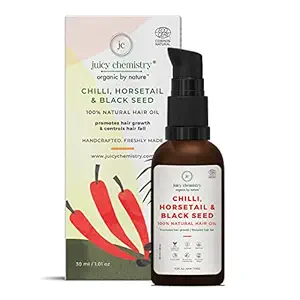 Juicy Chemistry Chilli, Horsetail & Blackseed Oil Hair Serum for Hair Growth & Hair Fall Control, 30 ml - Clinically Tested, 100% Certified Natural for Men and Women
