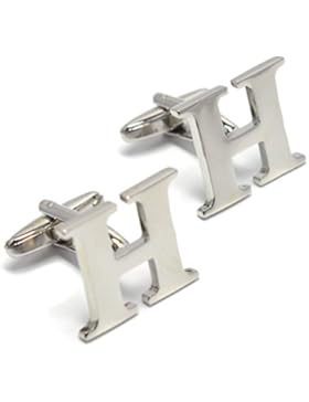 MESE London Buchstaben Alphabet Buchstaben Manschettenknöpfe Initiale - Buchstabe H Silbere