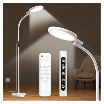 Trayvespace Sad Lamp, Round Floor Sun Lamp Therapy Light，3-in-1 Sad Light Therapy Lamp With Remote & Touch Control & Adjustable Gooseneck For Reading/office/home