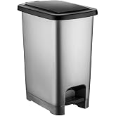 Slim &Ccedil;&ouml;p Kovası Pedallı Gri Banyo Mutfak &Ccedil;&ouml;p Kovası Kapaklı Dış Mekan Bah&ccedil;e &Ccedil;&ouml;p Kutusu 60 Litre