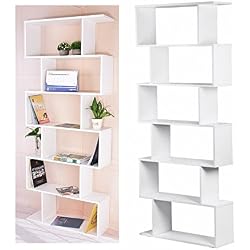 Amantine Étagère Style Échelle Bibliothèque Rangement Livre Fleur 6 Étagères pour Salle de Bain, Salon, Jardin, Taille: 80 * 23 * 192cm, Poids: 24kg (Blanc)