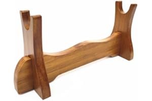 DELUFU Espositore per spada medievale in legno massello, supporto da parete per spada samurai, katana, gladiatore, spada, crociato, spada, coltello, supporto per esposizione (1 tavolo in legno massello)