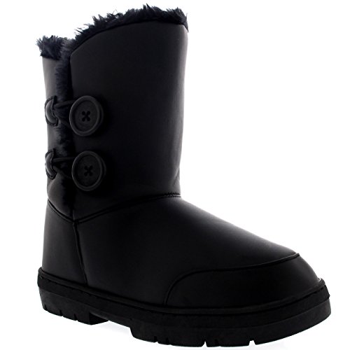 Mujer 2 Botón Clásico Lluvia Acogedor Forrada De Piel Zapato Botas - BLL42 - AEA0271