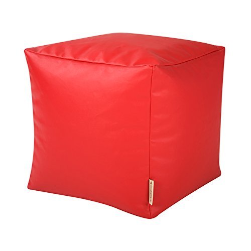 CUBE Bean Bag Faux Leather RED - Beanbag Footstool by Bean Bag Bazaar®