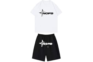 XUEQINGDE NOFS Short Set Herren,NOFS Jogger Herren Trainingsanzug,NOFS Tracksuit NOFS T-Shirt für Herren,Y2K 2-teiliges Set mit T-Shirt und Kurze Hose,Unisex Anzug NOFS Short
