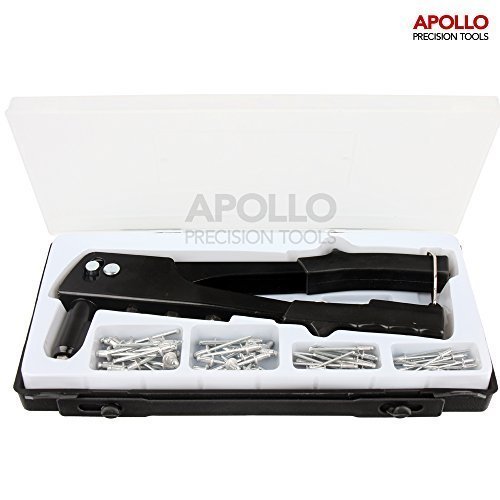 Apollo-Heavy-Duty-61pc-Hand-Riveter-Kit-with-All-Steel-Hand-Rivet-Gun-4-Interchangeable-Nozzles-Rust-Proof-Aluminium-Rivets-for-Auto-Body-Repair-Ductwork-Construction-and-Mechanical-Applications
