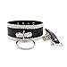 Produktbild BDSM Collar - Black Leather Neck Ärmel, verstellbare Leder Artikel White Lace Pull Bindung Kragen Dog Slave Training, Kette Zerren Fetisch Sex Toys Adult Sex Toys,black