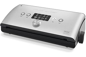 RIVIERA & BAR riviera&bar Appareil de Mise Sous Vide - Dateur Intégré, 5 Programmes, 4 Vitesses d'Aspiration, Écran LCD, Pour Aliments Secs et Humides, Accessoires Inclus - 125W - Inox