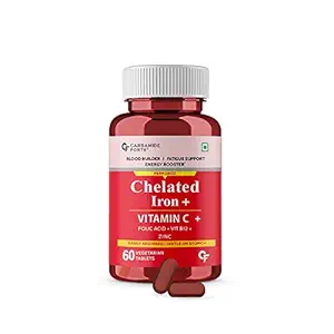 Carbamide Forte Chelated Iron + Vitamin C, B12, Folic Acid & Zinc - 60 Veg Tablets