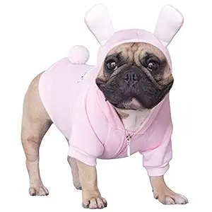 iChoue Bunny Dog Halloween Easter Costumes Medium Large Clothes Boy Girl Shirt Sweater Cute Funny for French Bulldog Cold Weather Winter Coats Hoodies Frenchie English Pug Pitbull Corgi Puppy - XXL