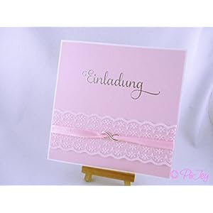 Eine Einladungskarte zur Hochzeit, Taufe Geburtstag mit Spitze und Infinityzeichen, Unendlichkeitszeichen