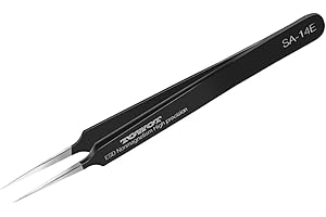 TOWOT Precision Tweezers,Anti-Static Stainless Steel Fine Tip Straight Tweezers for Electronics, Soldering,Crafts,Jewelry Making Industrial Tweezers