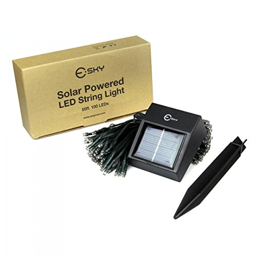Esky 55ft 17M 100er LED Solar Lichterkette für Garten, Outdoor, Weihnachten, Party, Hochzeit, Warmweiß Lichtfarbe - 9