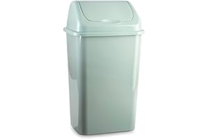 Acan Tradineur Poubelle en plastique avec couvercle basculant, poubelle légère, résistante, salle de bain, cuisine, bureau, fabriquée en Espagne (30 litres, 58,5 x 33,5 x 27,2 cm, couleur pastel