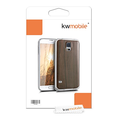 kwmobile Funda para Samsung Galaxy S5   S5 Neo   S5 LTE    S5 Duos - forro de TPU silicona cover protector para m  vil - Case Dise  o Madera palo de rosa marr  n oscuro