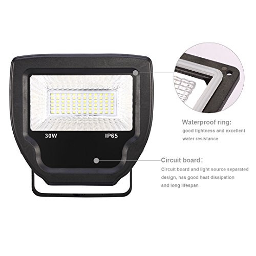 ProGreen NEUE Generation LED Flutlicht, schwarz, 30w, 3000k Warmweiß, 2500lm, wasserdicht IP65, nicht dimmbar, LED Flutlichtstrahler, Außenstrahler, LED Scheinwerfer, LED Außenleuchten [Energieklasse A++] (30w, 3000k Warmweiß) - 4