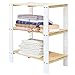 Produktbild Vlush Standregal, Regal Holz, Buche 3-Stöckiges, Regal verstellbar, Für Küche, Schlafzimmer, Wohnzimmer, Badezimmer, ca.61 * 31 * 71 cm (Weiß+Natur)