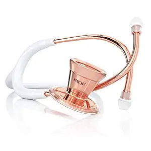 MDF Instruments Mdf Classic Cardiology Dual Head Stethoscope - with Stainless Steel Chestpiece and Headset - Rose Gold/ (MDF797RG29) (White)