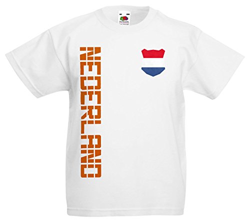 Niederlande Nederland Kinder EM 2016 T-Shirt Trikot Name Nummer (Weiß, 104)