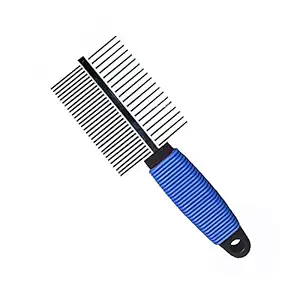 Emily Pets Fur Detangling Pins Double-Sided Pet Brush for Grooming & Massaging Dogs, Cats & Other Animals ,Coat Smoothing Slicker Bristles, Double The Brushing Groom Power in One Tool(Blue)