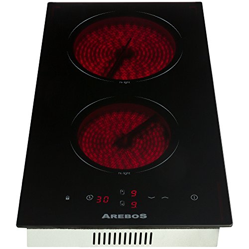 Arebos® Glaskeramikkochfeld 2 Platten Ceran Glaskeramik autark Kochfeld Sensor Touch - 2