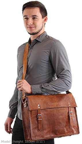Gusti Leder nature   Mike   Umh  ngetasche Laptoptasche 17  Ledertasche Vintage   berschlagtasche Collegetasche Umh  ngetasche Lehrertasche Arbeitstas